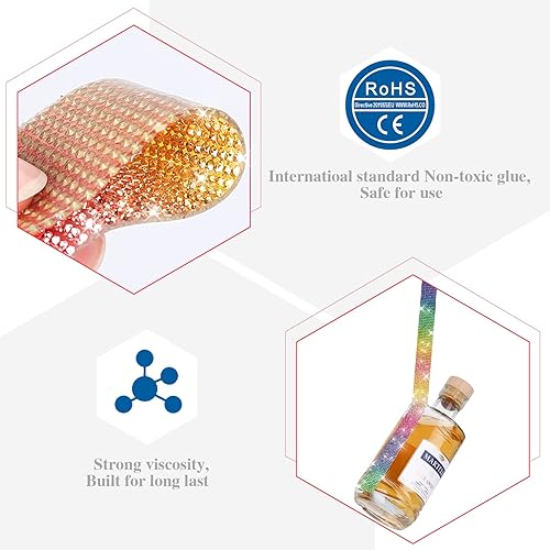 Miniatura 3 de 3 rollos de 6 m de cinta autoadhesiva con diamantes de imitación de cristal, cintas adhesivas de diamantes de imitación con diamantes de 2 mm para