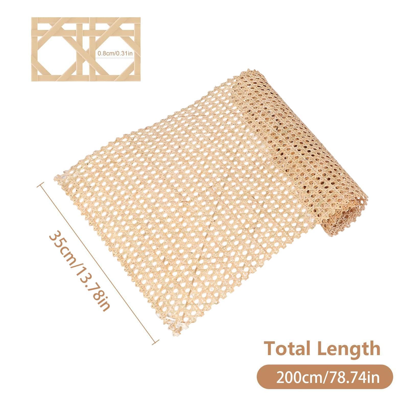 1 rollo de material de cannado, correa de ratán abierta tejida de ratán natural en rollo de 35 x 200 cm para proyectos de caneado tela de ratán de malla para bricolaje, muebles, silla, armario