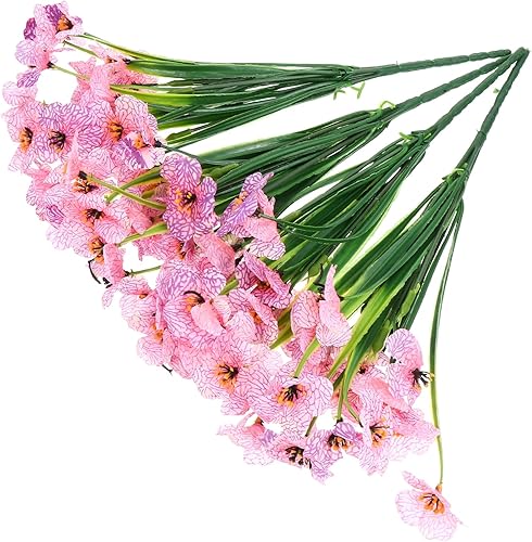 Miniatura 6 de VICASKY 1 juego de 4 piezas de flores artificiales decorativas, violetas africanas, arreglos florales de seda, arreglos florales artificiales, ramo