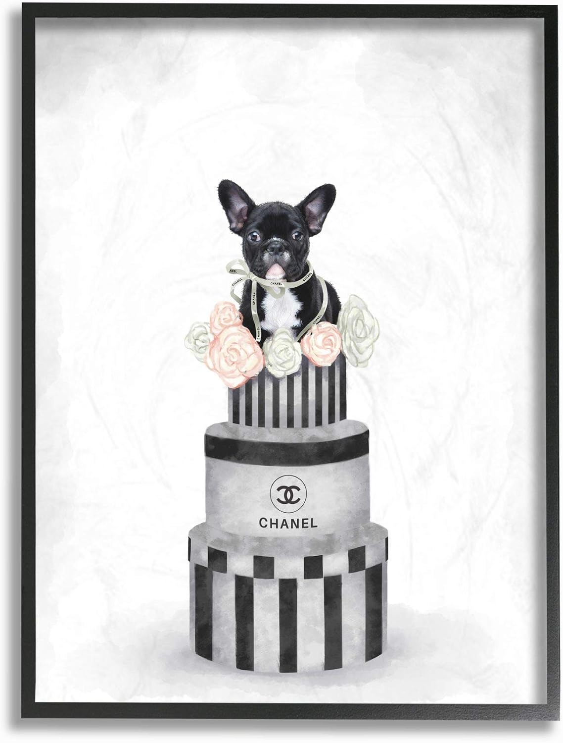Stupell Industries Fashion Box Stack Dog Grey Pink Painting Canvas Wall Art, Multi-Color