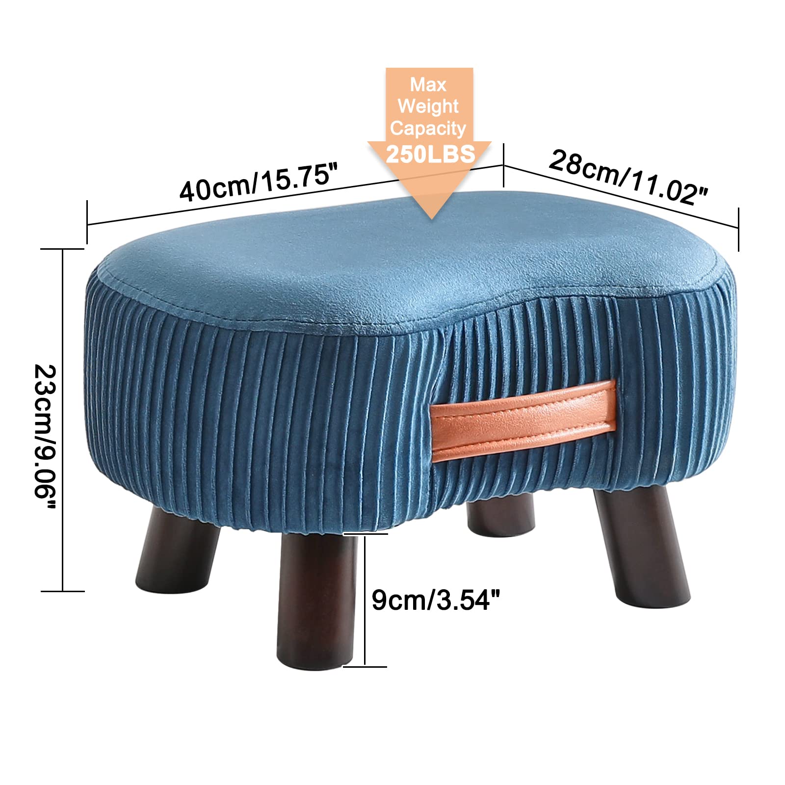 YMYNY Wooden Pouf Ottoman, Small Curved Footstool with
