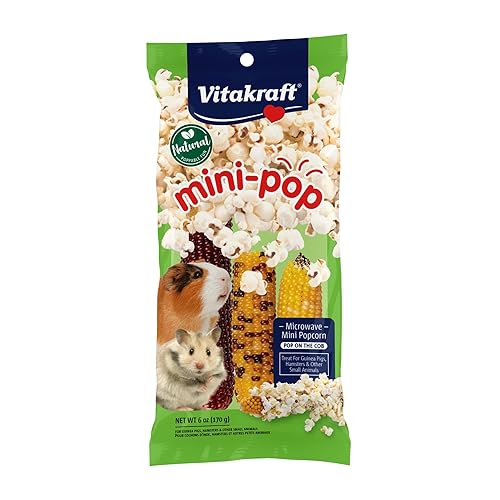 Vitakraft Mini Pops Treat for Small Animals - 100% Real Corn Cob - Supports Healthy Teeth - 6 oz - 6-Ounce