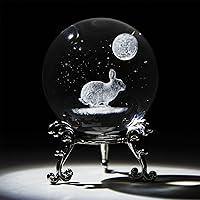 Vista 13 de HDCRYSTALGIFTS Bola de cristal de caballo de 60 mm con grabado láser 3D, pisapapeles de cristal, figura de animal de vidrio, esfera completa