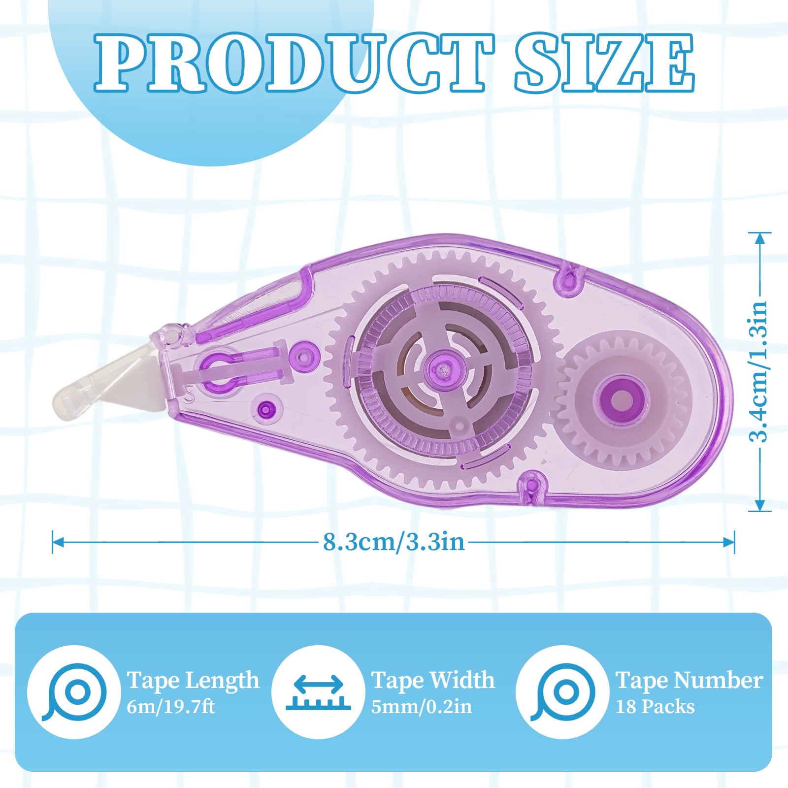 sundee Ergonomic Mini Correction Tape, Ideal for Students, Offices and Art Projects, Ensuring Precise and Neat Corrections(18ps) - Image 2