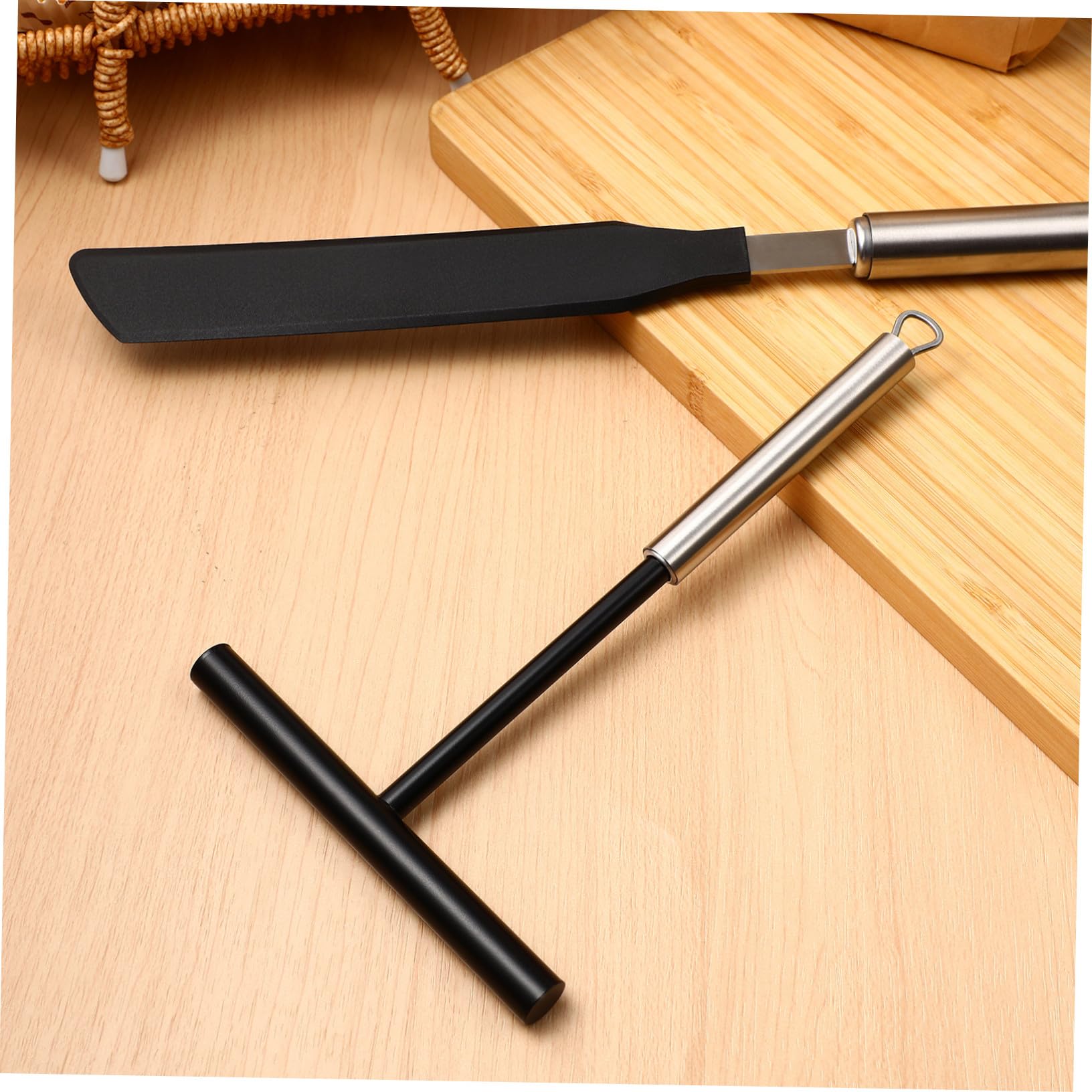 ERINGOGO Espátulas de Acero Inoxidable para Crepes y Crema Utensilios de Cocina Prácticos para Repostería Raspador y Espátula para Pancakes Ligero y Fácil de Guardar