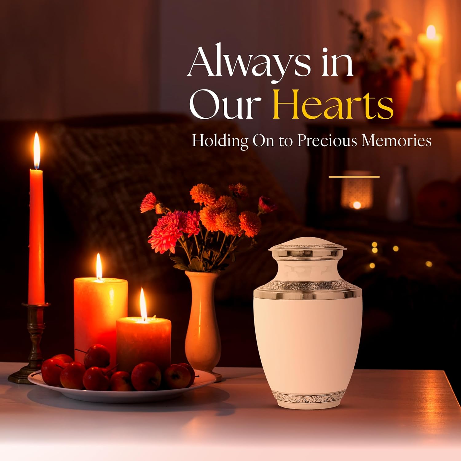 White Urn with Personalization Photo - Customizable Urns Human Ashes - Cremation Personalized Urn for Ashes Adult Male - Funeral Urns for Women, Sympathy Gift 10 Inch