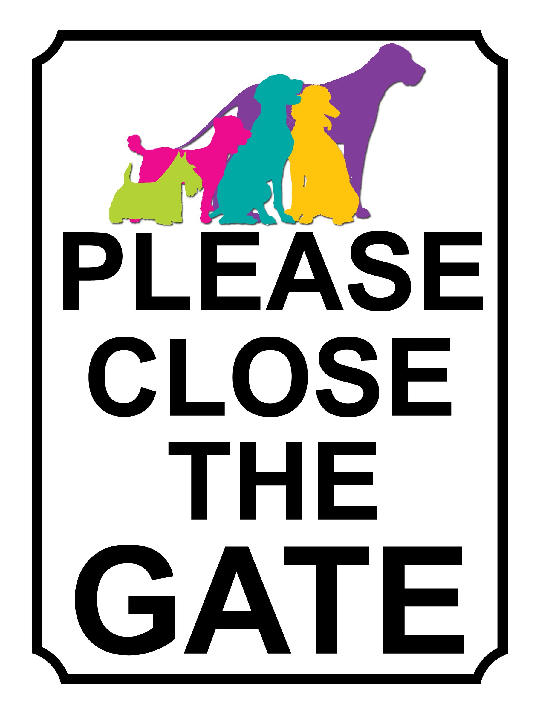 PLEASE CLOSE THE GATE COLOURFUL DOG THEME METAL SIGN 267MM X 200MM (17H1L) LARGE 10" X 8", Mixed