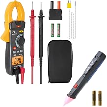 CEM Digital Clamp Meter DT-380 & Non-Contact Voltage Tester AC-6 Kit,AC Current 400A,AC/DC Voltage 600V,Resistance,Continuity,Diode,Temperature,NCV 50-1000V,Auto Power Off,Data Hold for Electricians,H