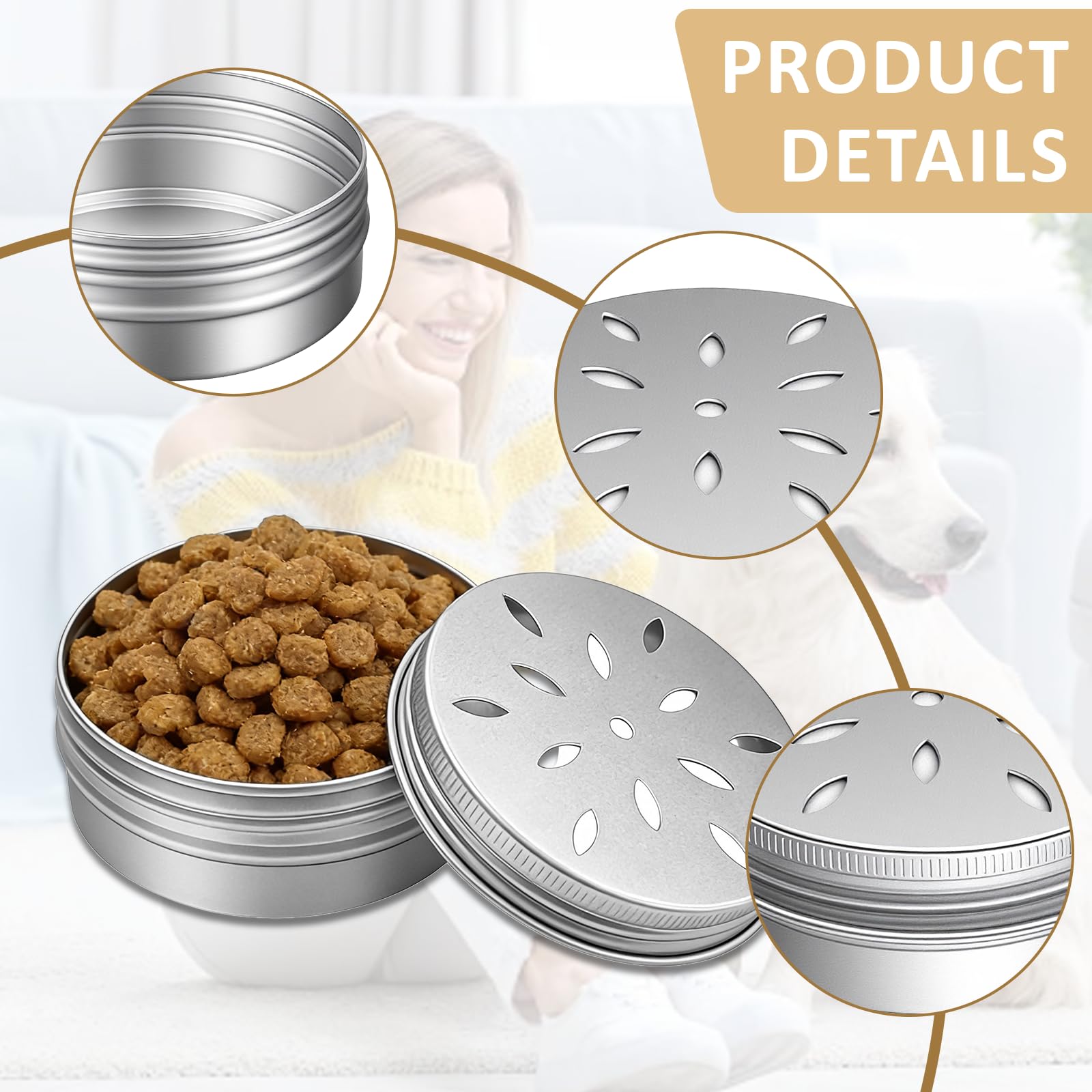 Conteneur pour Parfum pour Chiens, 60 ML Boîtes en Aluminium pour Parfum pour Chiens avec Aération, Accessoires pour Le Dressage des Chiens Renifleurs, Travail Olfactif, 8 Pièces