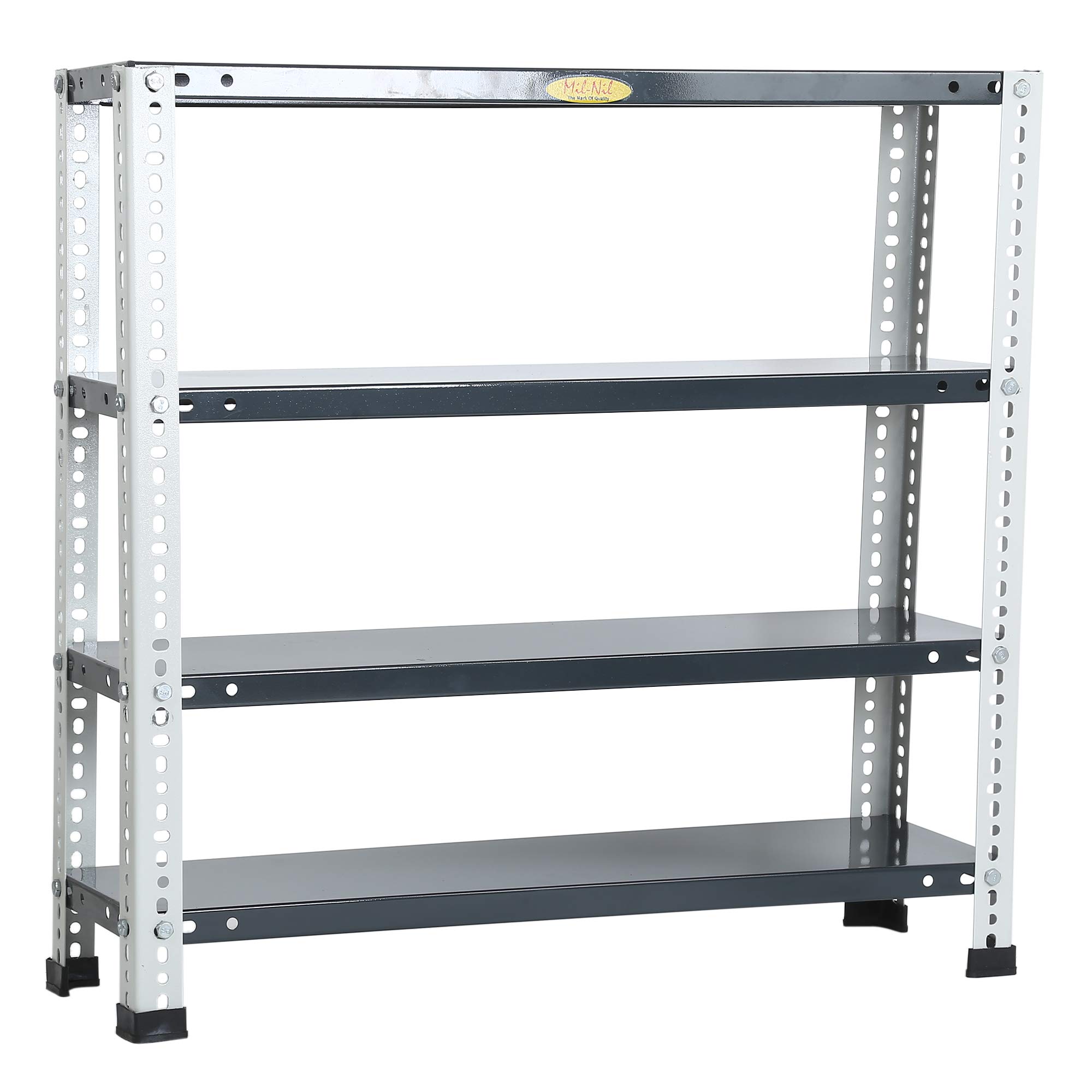 Mil-Nil Prime CRC Sheet 4 Shelf 24 Gauge Multipurpose Slotted Angle Rack | Adjustable Shelf Hight Rack for Home & Kitchen 18 Gauge Angle Rack (30X30X9 inches, 7.5 Kg, Grey/Havells) (B0C3957S1M) Amazon Price History, Amazon Price Tracker