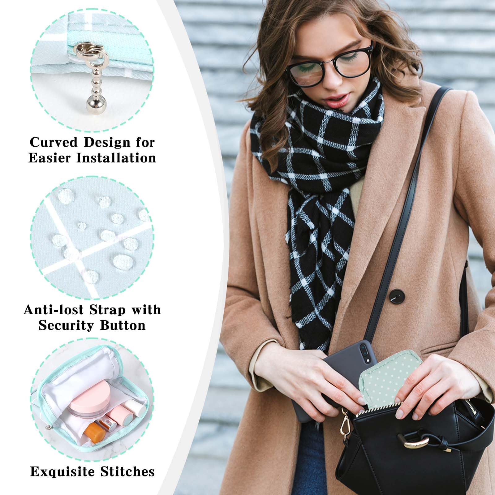 3 bolsas de almacenamiento de almohadillas sanitarias, bolsa portátil de período para adolescentes/servilletas sanitarias/tampones, bolsa de almacenamiento de servilletas sanitarias, regalos para el 3