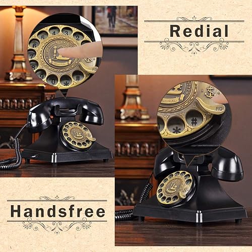 Miniatura 3 de EC VISION Teléfonos rotativos para teléfono fijo teléfono fijo retro teléfonos domésticos de moda antigua con función de timbre mecánico y altavoz