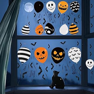 TBSCWYF Halloween Decorazioni Halloween Adesivi per Finestre Vetrine Gatto Pipistrello Fantasma Vetrofanie Elettricità Statica Sticker Accessori Halloween