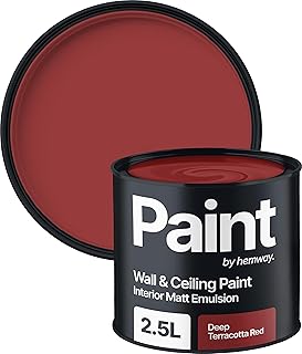 Hemway Deep Terracotta Red Interior Paint - 2.5 Liter (84.5 Fl Oz) - Acr...
