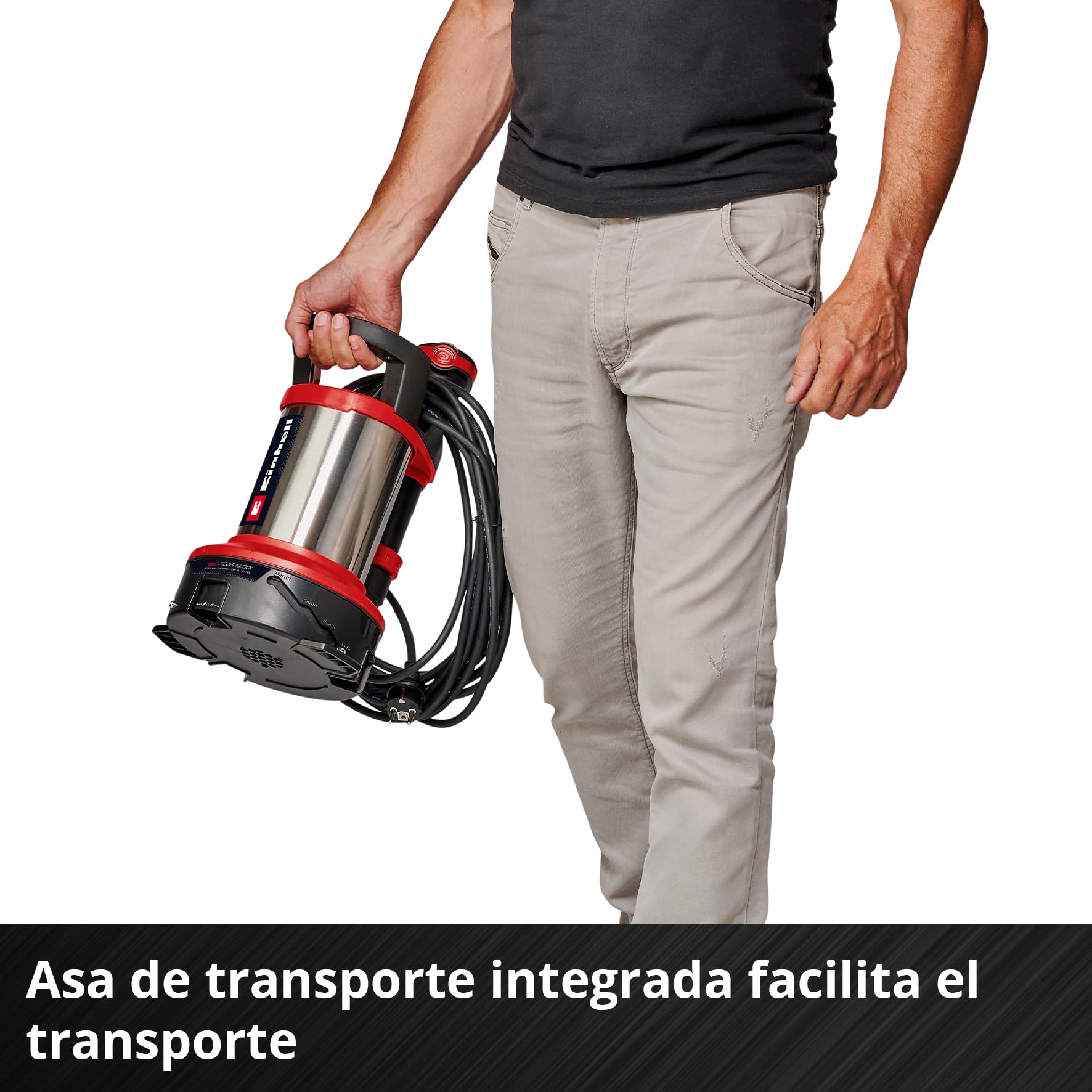 Set de inundación GE-DP 7535 N LL ECO de Einhell (750 W, tamaño de partículas extrañas hasta Ø 35 mm, caudal máx. 18.500 l/h, incl. 10 m de manguera de tejido, adaptador universal, caja de plástico)
