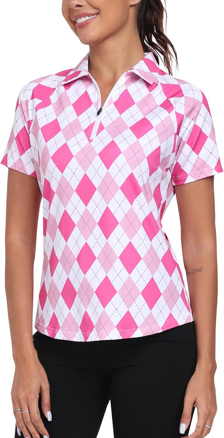 MoFiz Women's Golf Polo Shirt Short Sleeve Collared 1/4 Zip Athletic Tennis Shirt Quick-Dry Lightweight Summer Casual Tops - Image 2