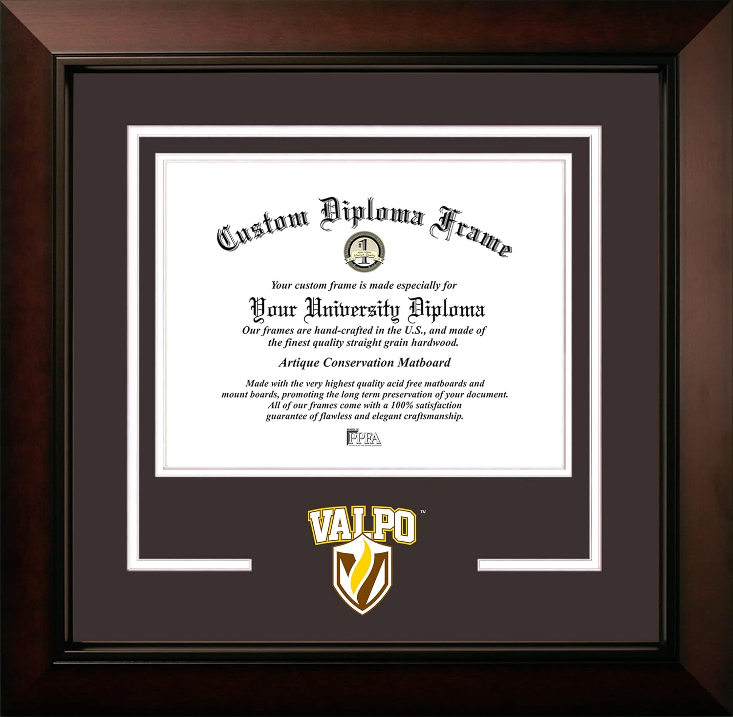 Campus Images Valparaiso University 10w x 8h Legacy Black Cherry Spirit Logo Diploma Frame