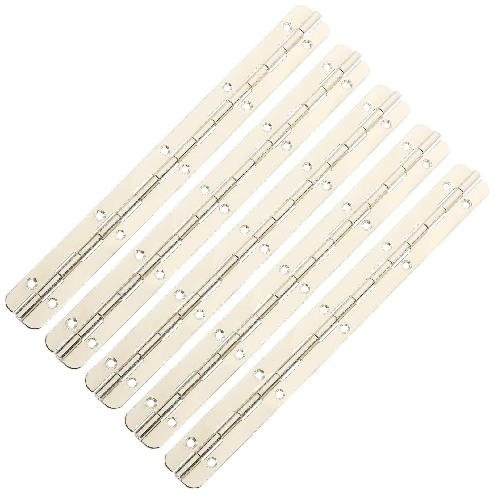 5Pcs Continuous Hinge 180 Degree Heavy Duty Iron Hinges Nickel Plated Rust Resistant for Cabinet Door Box Jewelry Chest Drawer for Pianos