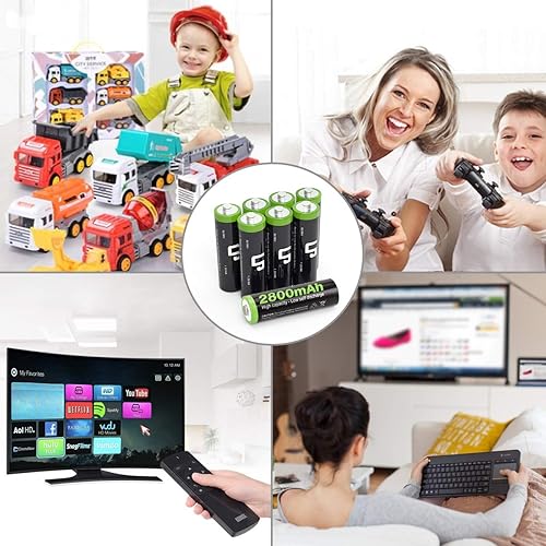 Miniatura 6 de Paquete de cargador de batería AA, cargador LP de 8 ranuras y batería recargable AA Ni-MH de alta capacidad de 2800 mAh con carga USB, adecuado para