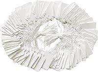 ZUFECY 200 White Price Tags with Pre-Tied String - 1.38x0.87 Inch Hang Tags for Jewelry, Clothing, Crafts