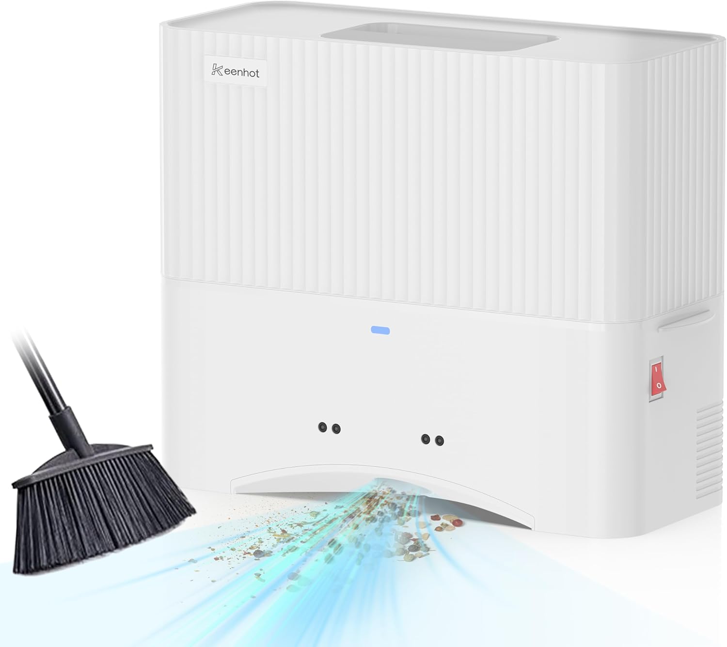 Keenhot Touchless Vacuum Automatic Dustpan, Stationary Canister Vacuums for Salons Pet Hair Food Dirt, Home Kitchen Compact Space-Saving Electric Dustpan Vacuum Cleaner, 17000Pa Strong Suction（White）