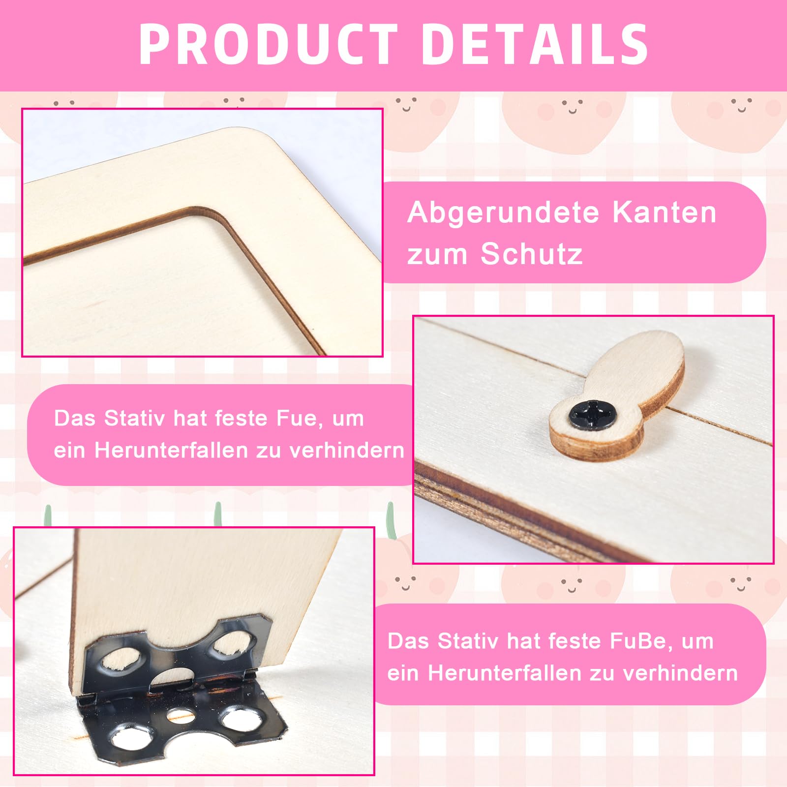 6 Pièces DIY Cadre Photo pour Enfant, Bricolage Cadres Photos, Kits de Cadres Photo en Bois, 15 x 20 cm DIY Cadre Photo Kits avec Autocollant en Forme de Diamant et Crayons de Couleur
