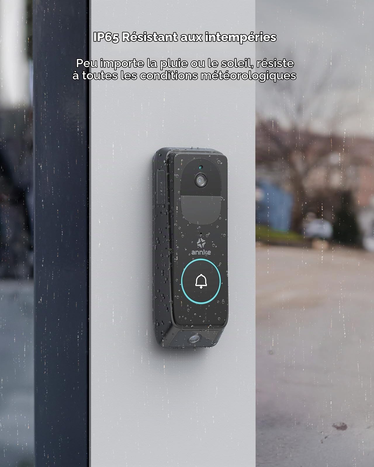 ANNKE Sonnettes Vidéo à Double Objectif avec 2K/3MP Caméra de Surveillance WiFi Extérieure, Vue Diagonale à 190°, Audio Bidirectionnel, PIR Détection Humaine, Vision Nocturne, Etanche, Alertes