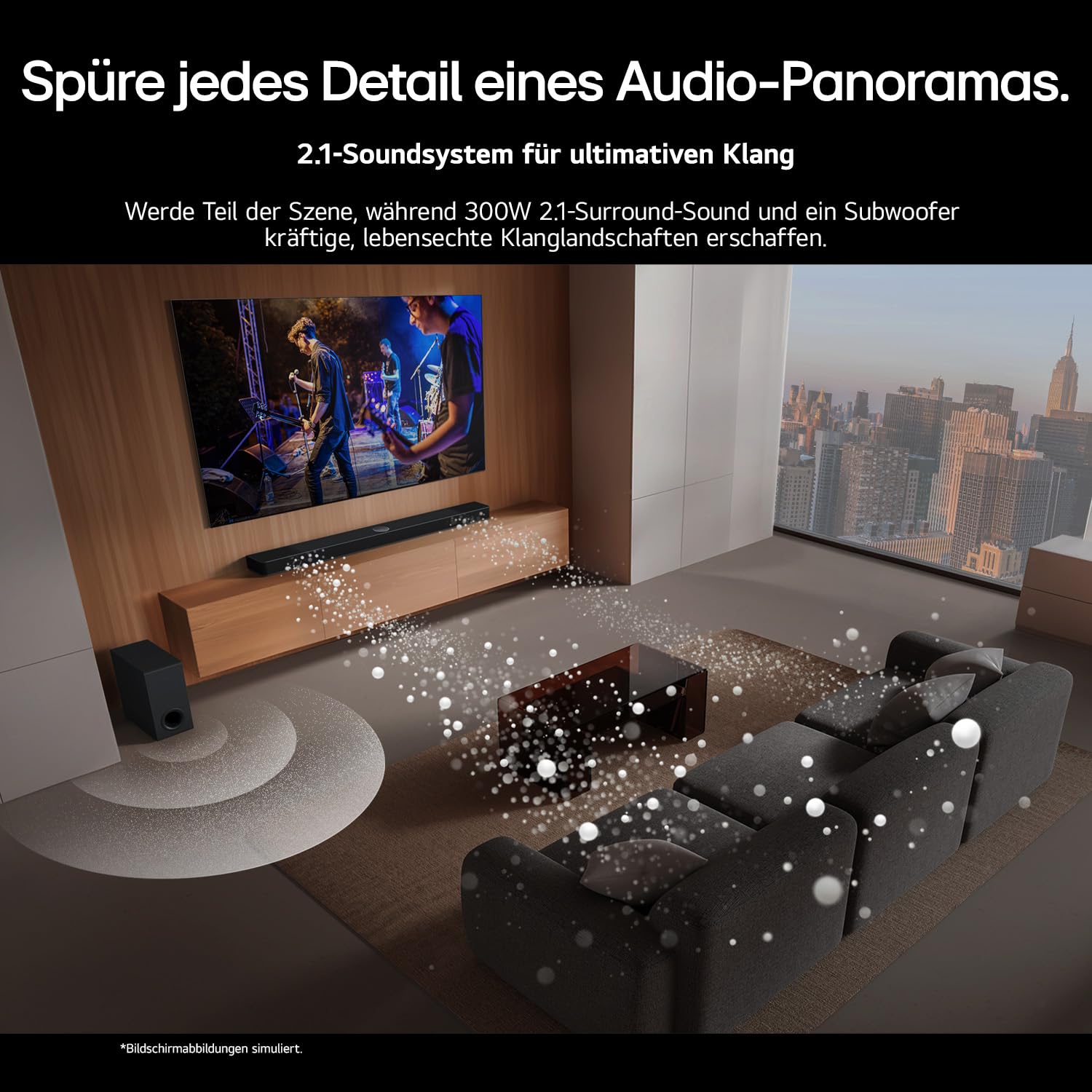 LG DS40T 2.1 Soundbar (300W) mit kabellosem Subwoofer (ARC, HDMI, Optisch, Bluetooth) [2024], Schwarz