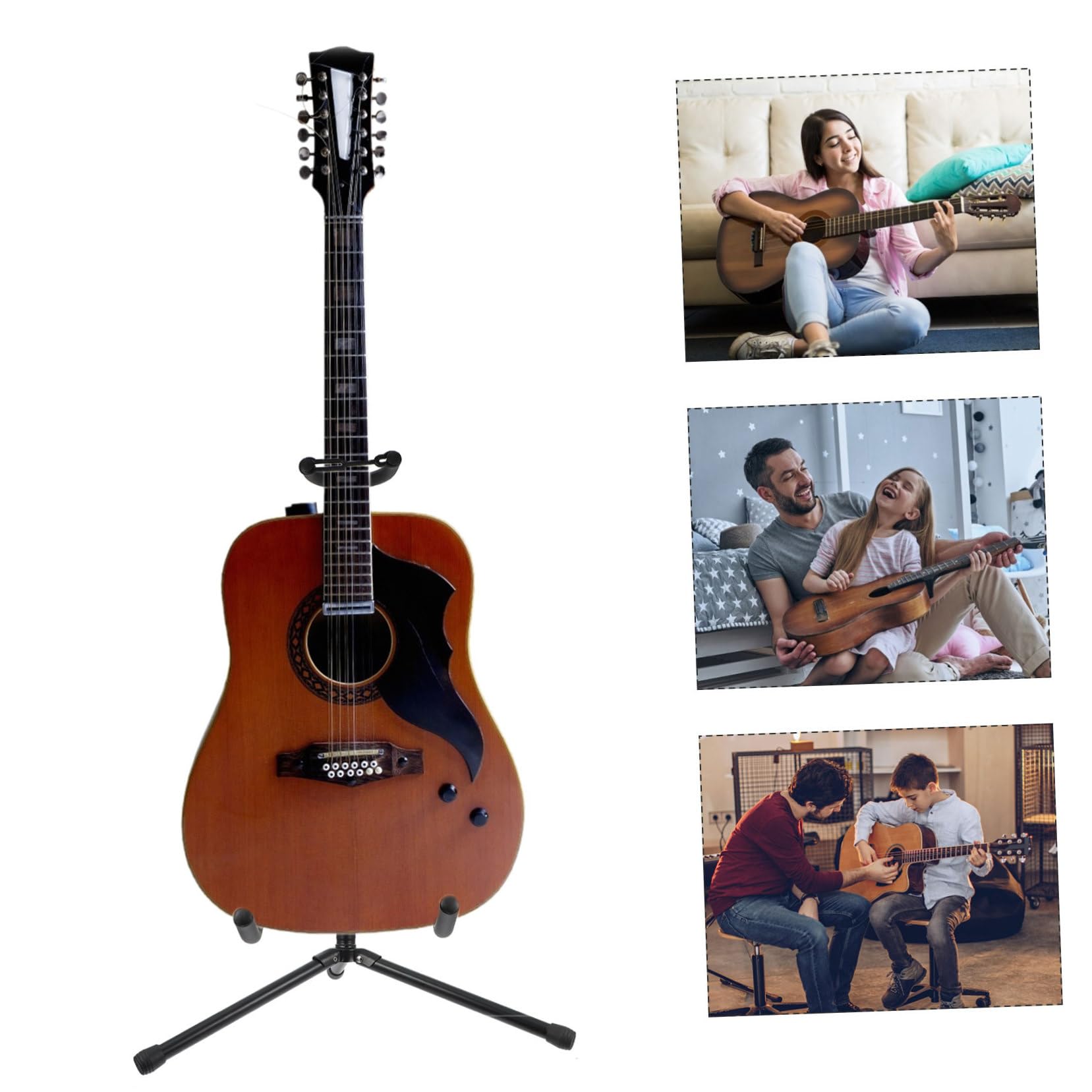 ifundom Supporto per Chitarra Elettrica Pieghevole in Ferro Nero Protezione Anti Ribaltamento, Leggero per Esposizione in Negozi di Chitarre