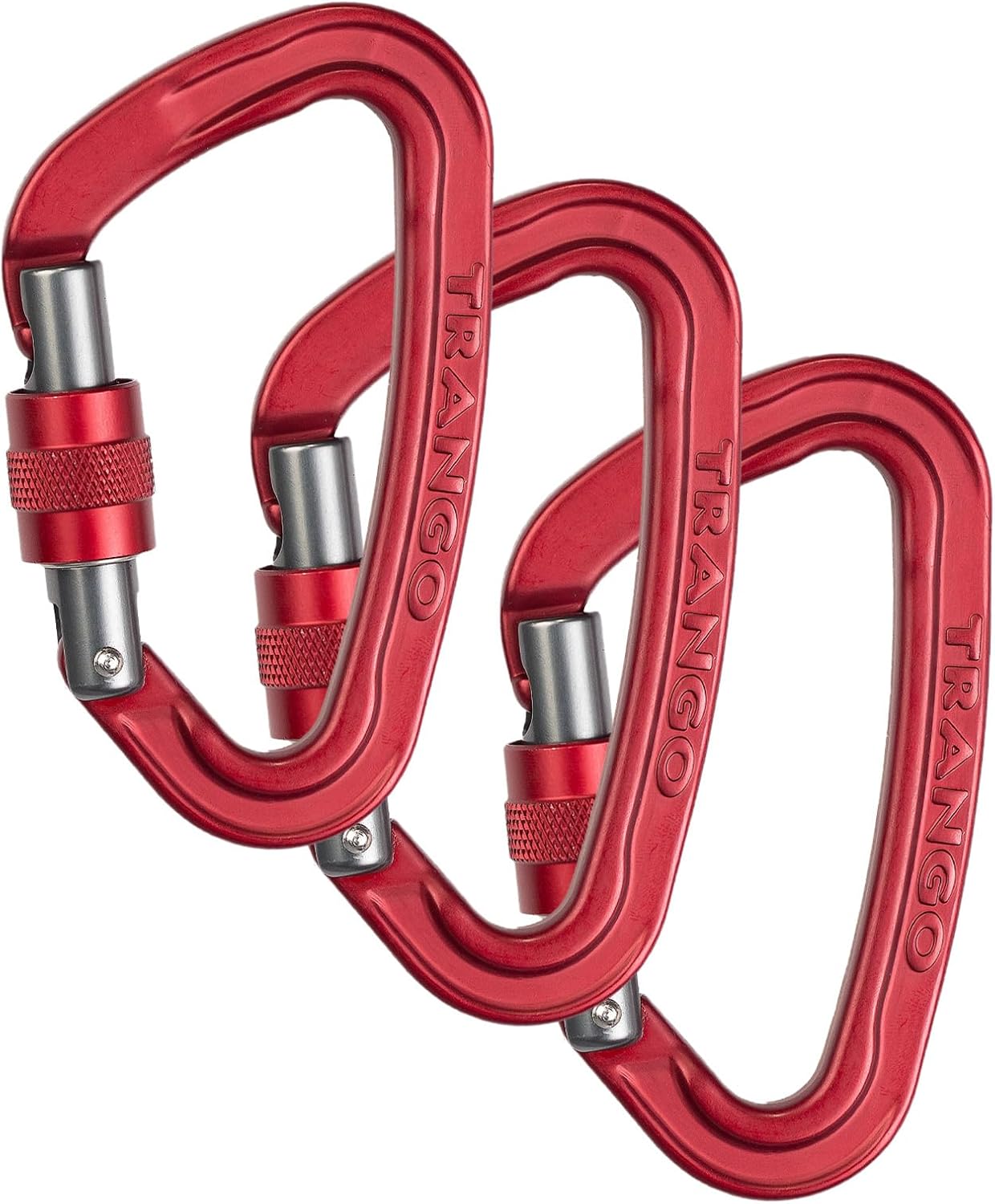 TRANGO Reaction Screwlock Carabiner - Lightweight Locking Carabiner, Keylock Nose, 25kN, Hot Forged, Rock Climbing & Belaying, Single & 3-Pack