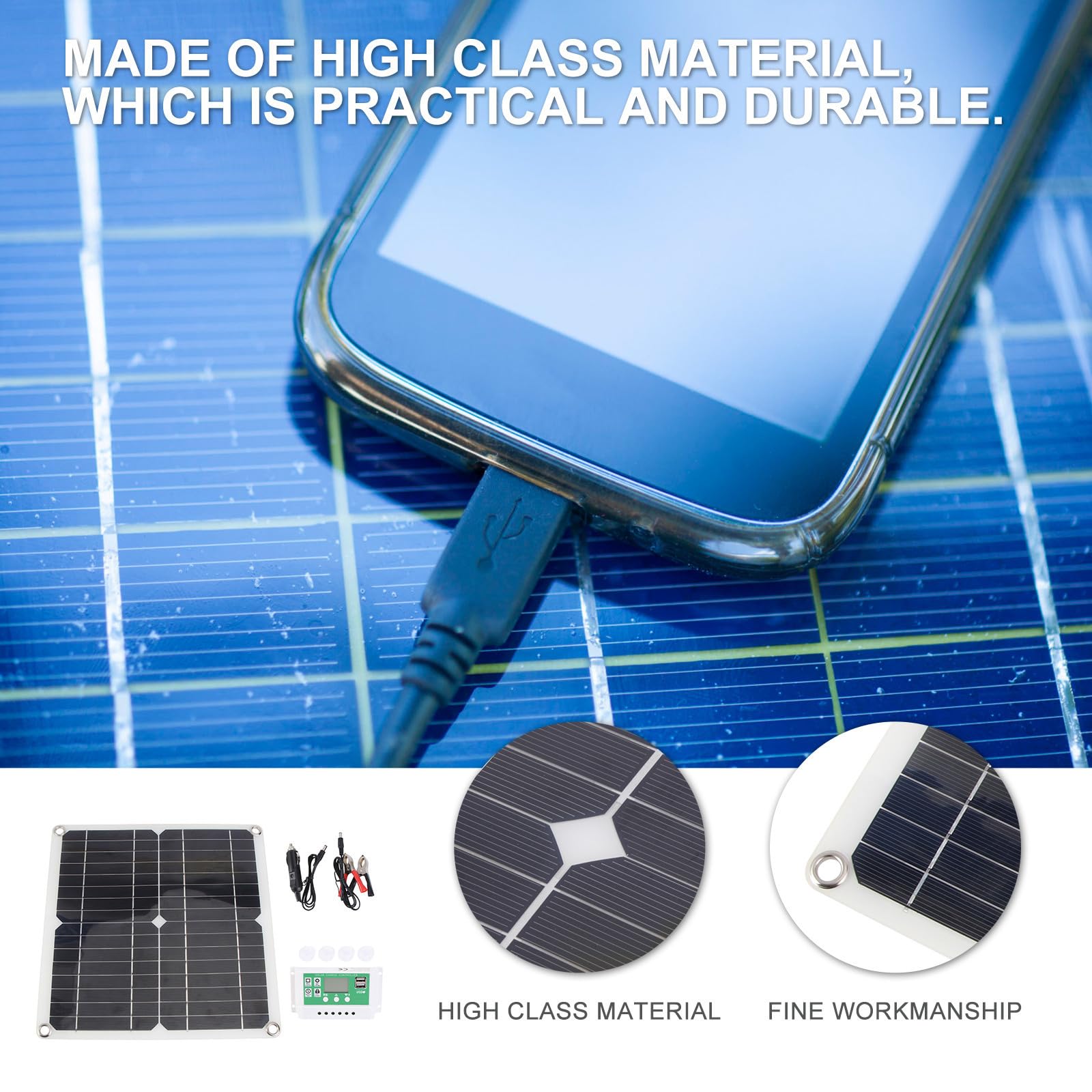 Gadpiparty Pannello Solare Portatile da 40w in Silicio Monocristallino Ricarica USB e Solare, Caricatore per Tablet e Altri Dispositivi, per Ciclismo e Viaggi All'aperto
