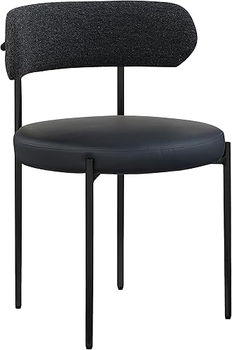 Miniatura 5 de Meridian Furniture 881Black-C Beacon Collection Modern  Silla de comedor contemporánea, asiento de cuero vegano negro, respaldo de bucle, acabado