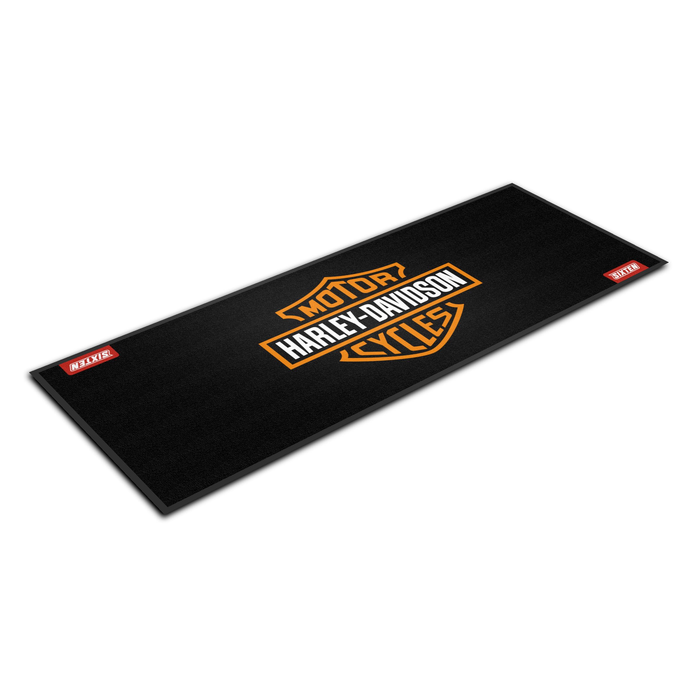 SIXTEN Harley Davidson Classic Motorradteppich 100x200 - Umweltfreundliche Garage und Paddock Matte - Waschbar, ölabsorbierend und umweltfreundlich - Schutzmatten für Motorräder