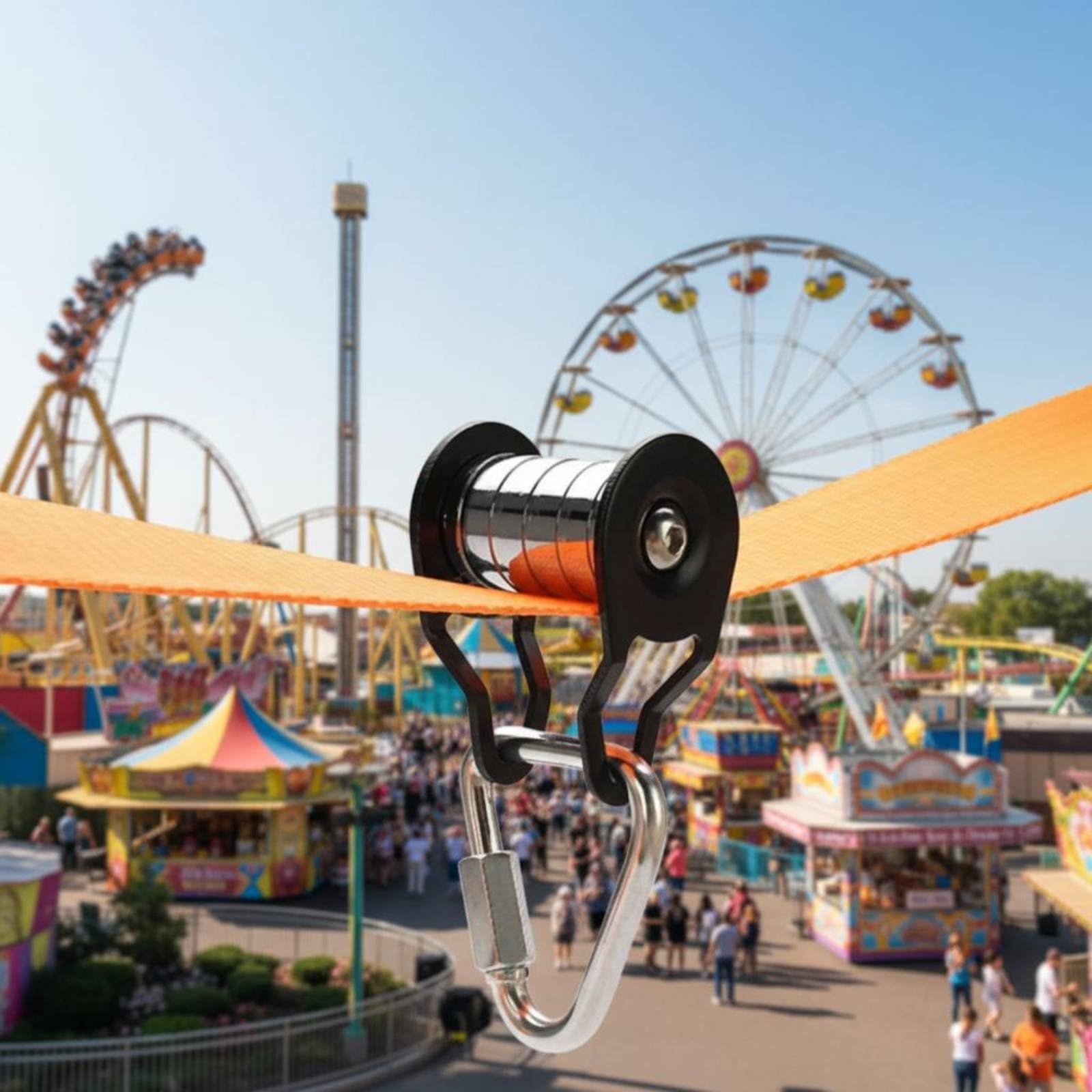 Carrello Scivolo Sospeso Doppio Cuscinetto Puleggia con Cuscinetti Doppi Acciaio Inox Attrezzatura Sportiva per Bambini, Asilo