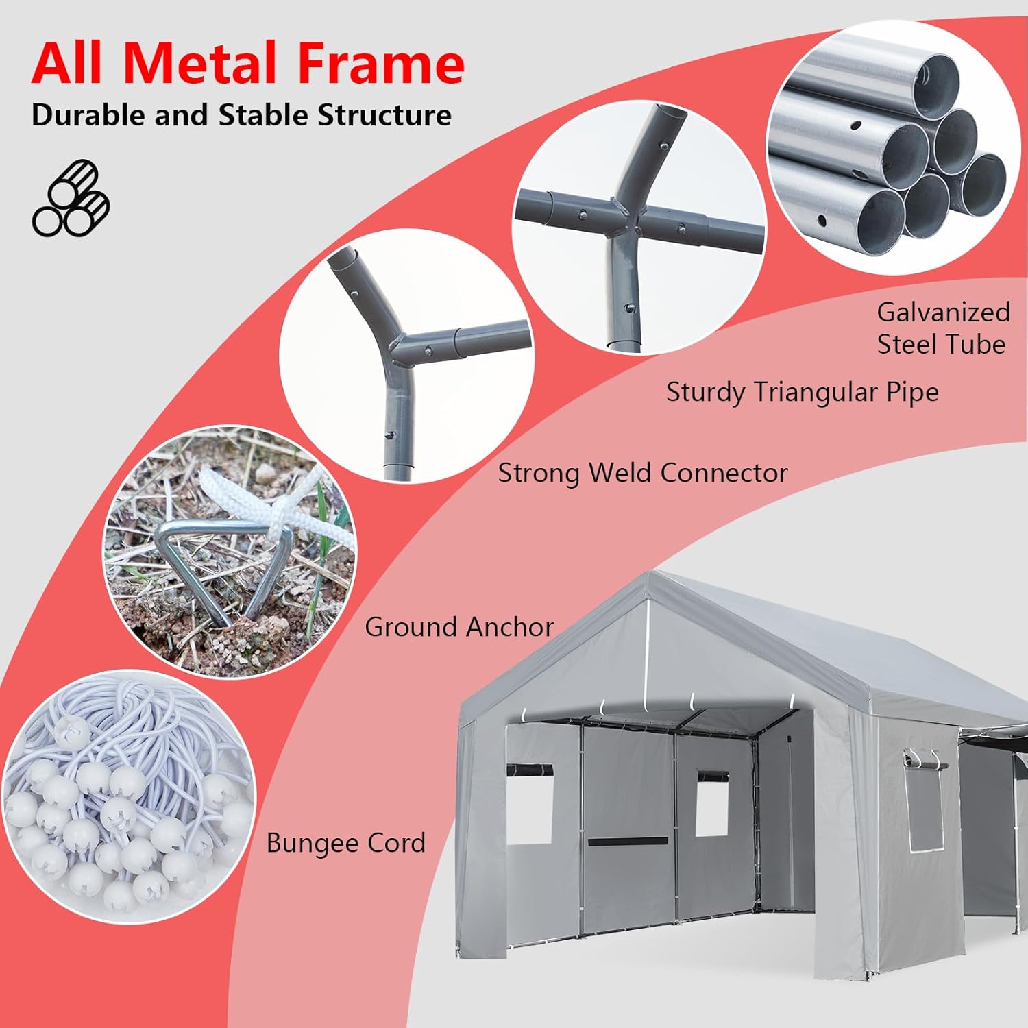 Carport 10x20 FT, Carport Canopy Heavy Duty Car Port with Ventilated Windows, Removable Sidewalls Zipper Doors, Portable Garage Shelter, Waterproof All-Season Tarp, Reinforced Base Carport 10x20 FT, Carport Canopy Heavy Duty Car Port with Ventilated Windows, Removable Sidewalls Zipper Doors, Portable Garage Shelter, Waterproof All-Season Tarp, Reinforced Base