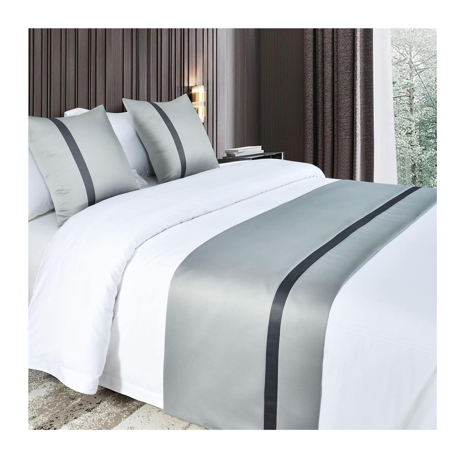uoXHFdh Silky Soft Satin Decor Bedding Cover OrangeLuxury Bedspread Bed Scarves For Foot Of Scarf(Light Gray,50 * 210cm for 150cm Bed)