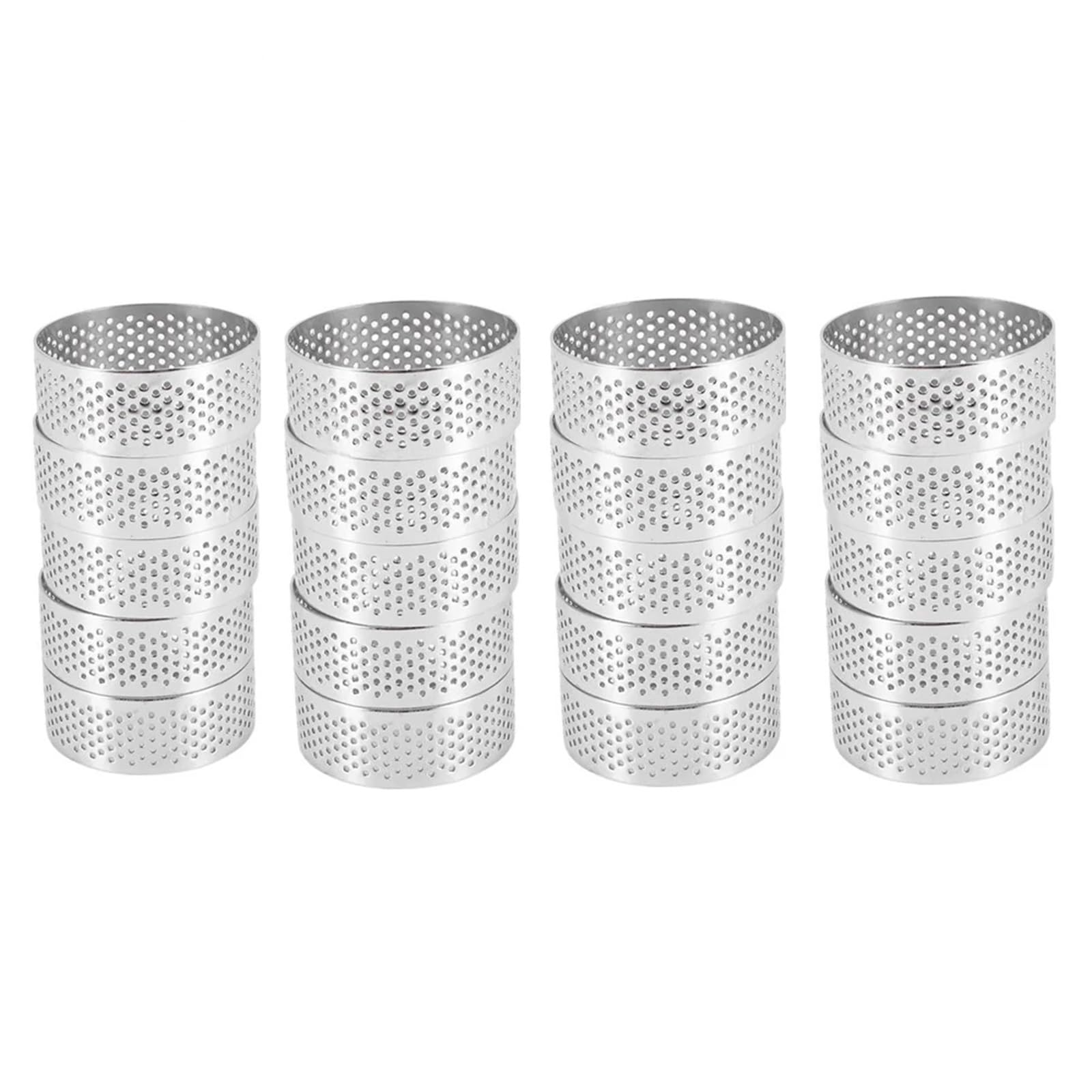 Cadre Patisserie Anneau à Tarte perforé en Acier Inoxydable, Anneau à Mousse perforé de 5cm, Anneaux Ronds à Tarte for la Cuisson des Anneaux à Dessert(20 pcs)