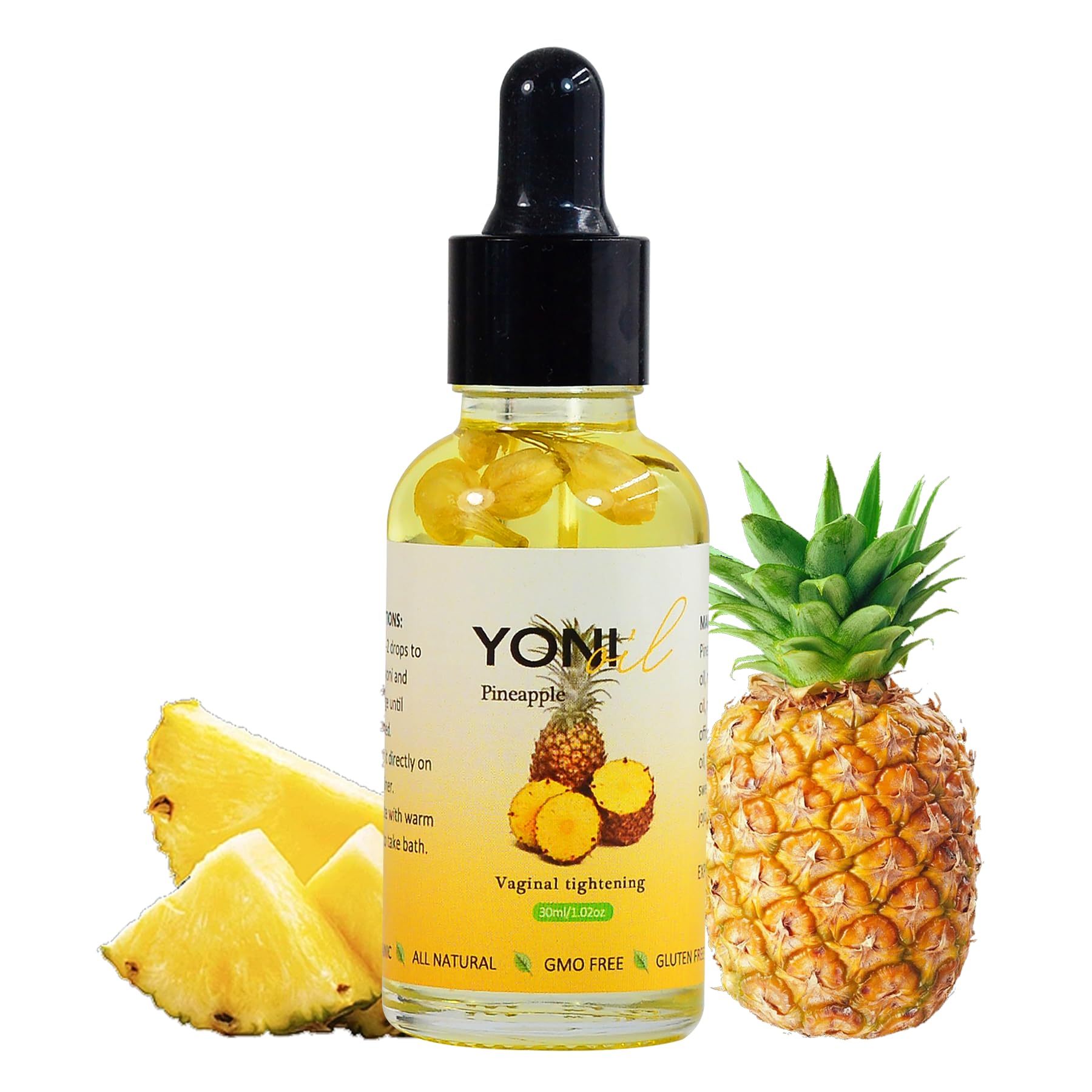 Pineapple Feminine Oil Essential Yoni Oil, for Women Ph Balance and Wetness Vaginal Moisturizer Deodorant, Remove Ingrown Hair Odor Eliminator Best Product for Vaginal Dryness 1.02 OZ