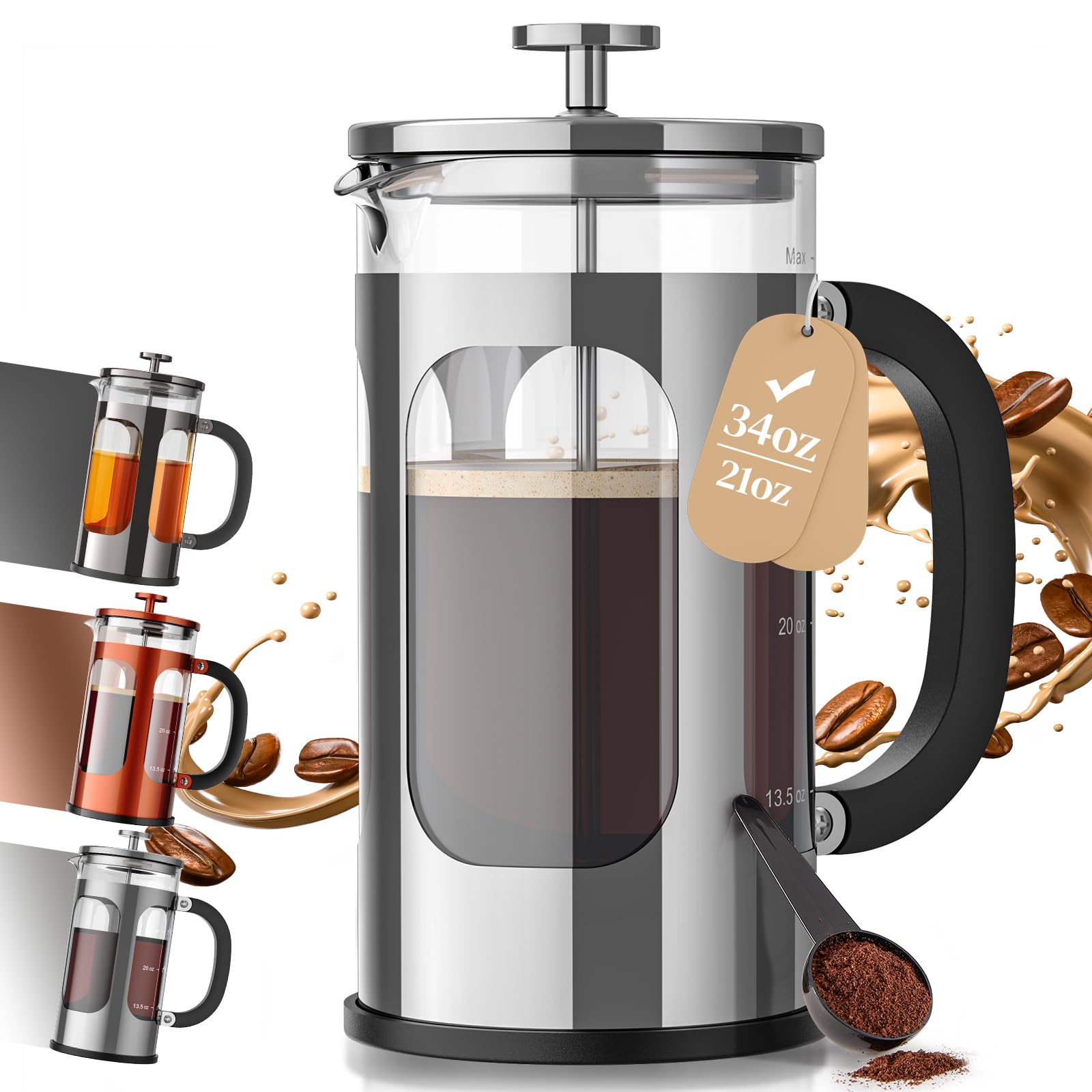Veken French Press Coffee Maker 34oz 1 L