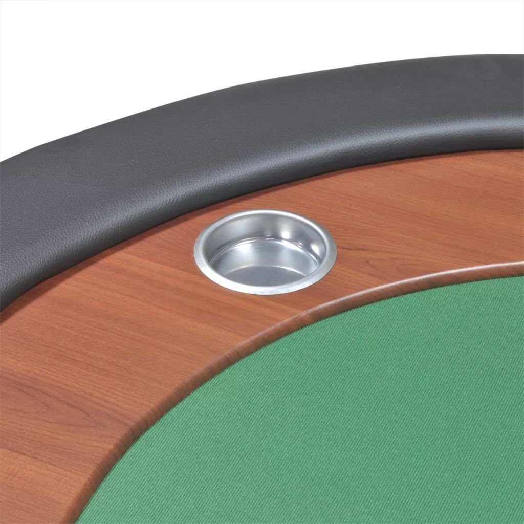 Mesa de Póker para 10 Jugadores con Bandeja de Fichas y Portavasos - Verde, Estructura de MDF