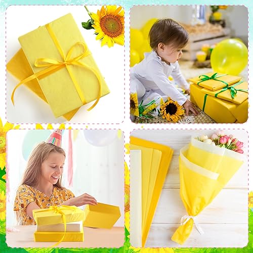 Miniatura 3 de PLULON 60 hojas de papel de seda amarillo a granel para bolsas de regalo, papel de regalo de cumpleaños, papel de regalo de Pascua, boda,