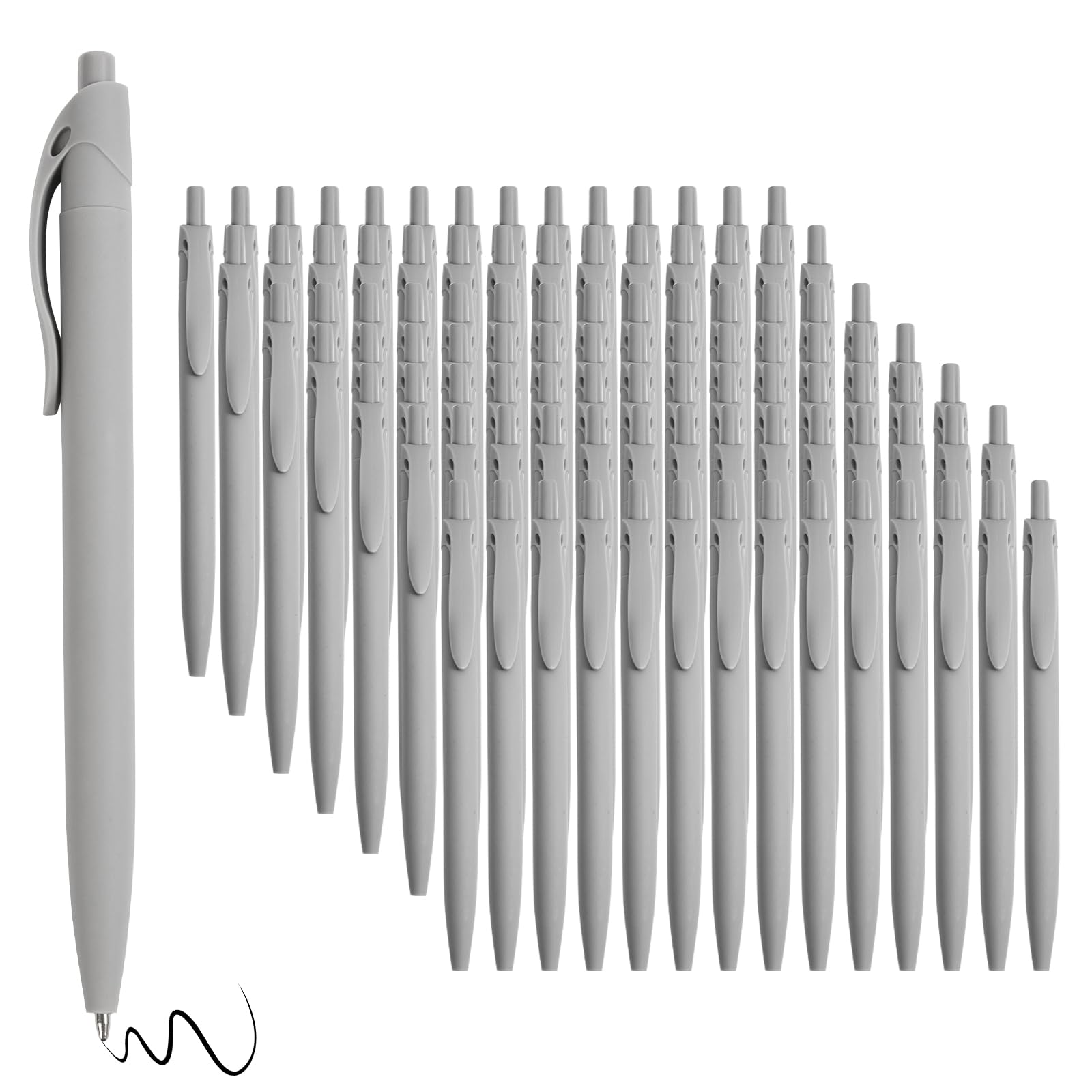 Wiaziert BallPoint Pens, 100 Pack (BLACK Ink),Bulk Pens, Grey Barrel,Click Pens for Office Home and School, Retractable Ballpoint Pens, Medium Point,