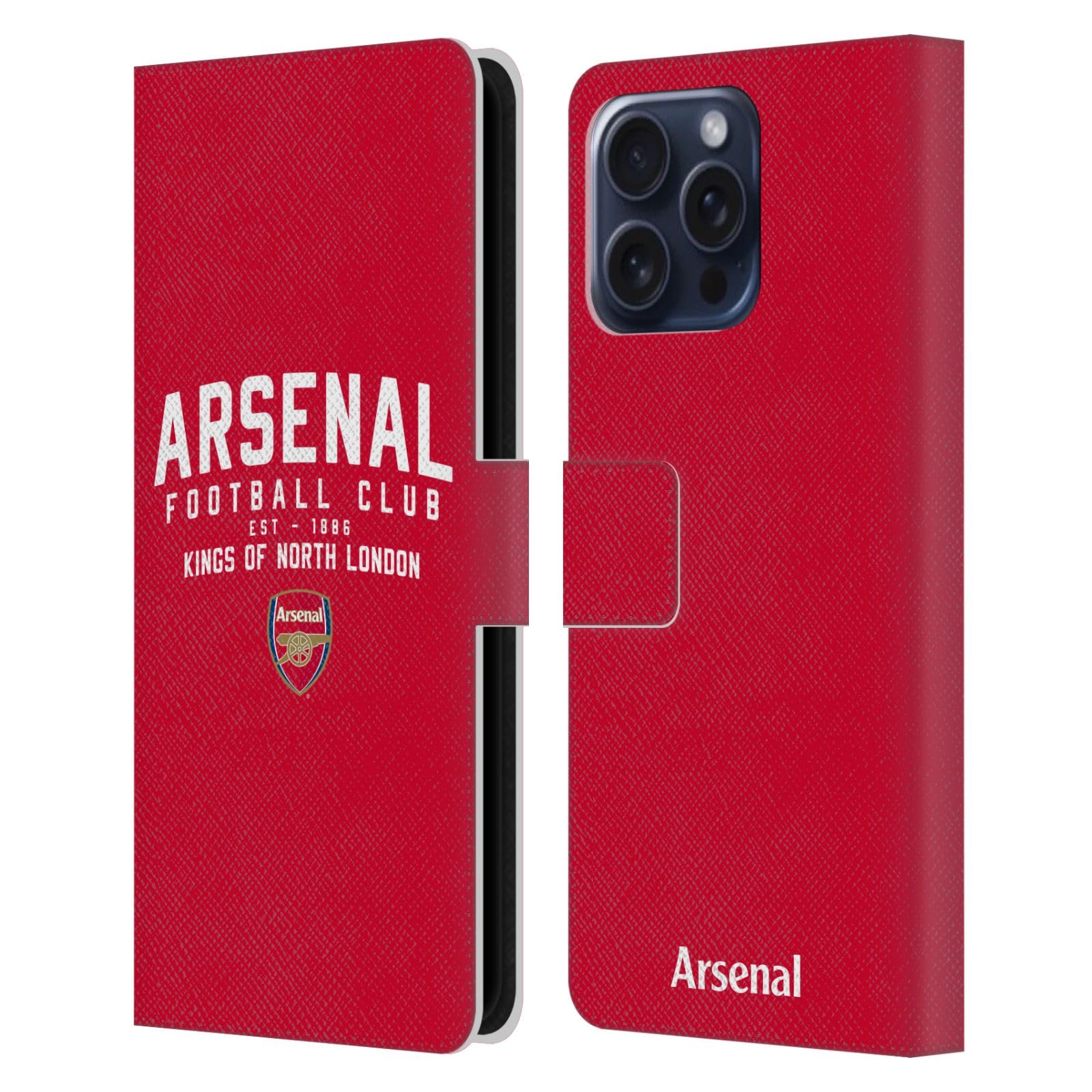 Head Case Designs Officially Licensed Arsenal FC Kings Of North London Typography Leather Wallet Case Compatible With Apple iPhone 16 Pro Max โ image 1