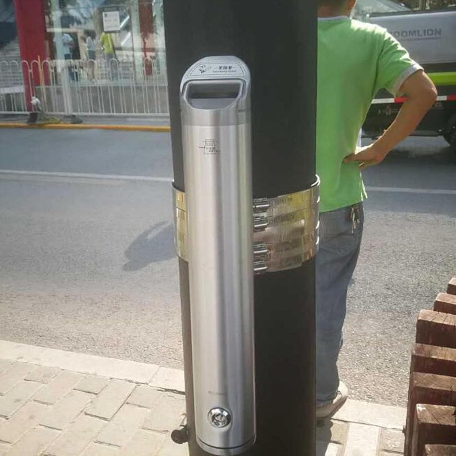 JKGHK Outdoor Wall Standing Ashtray, Stainless Steel Wall-Mounted Trash Can, Removable Ashtray, Fireproof Cigarette Butt Disposal, for Home Garden Patio(30x9cm/12x4in)