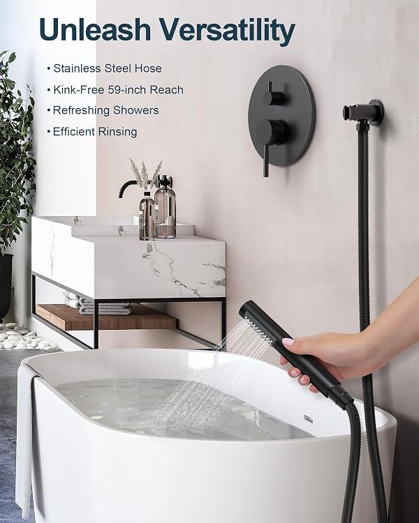GRANDJOY Shower System with Handheld Spray, 10" Wall Mount, Matte Black by GRANDJOY - Used condition - Image 5