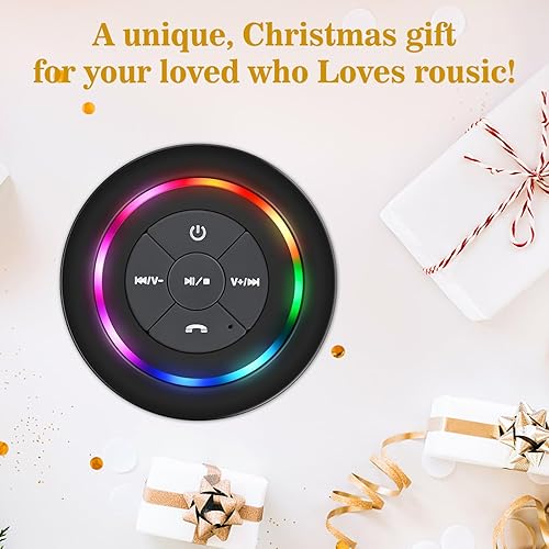 Miniatura 7 de Altavoz de ducha impermeable Bluetooth, altavoz inalámbrico portátil con ventosa pequeño altavoz con luces de colores, ideas de regalo para