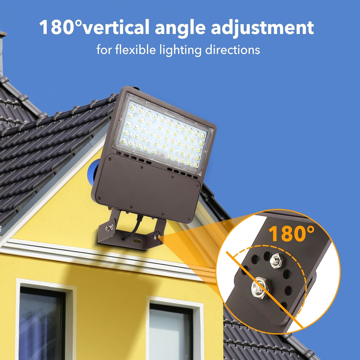 150W LED Parking Lot Light,5000K 23000LM Adjustable Outdoor floodlights with Dusk to Dawn Photocell,IP65 Waterproof AC100-305V, Outdoor Shoebox Light with Trunnion Wall Yoke Mount for Yard Garage Barn