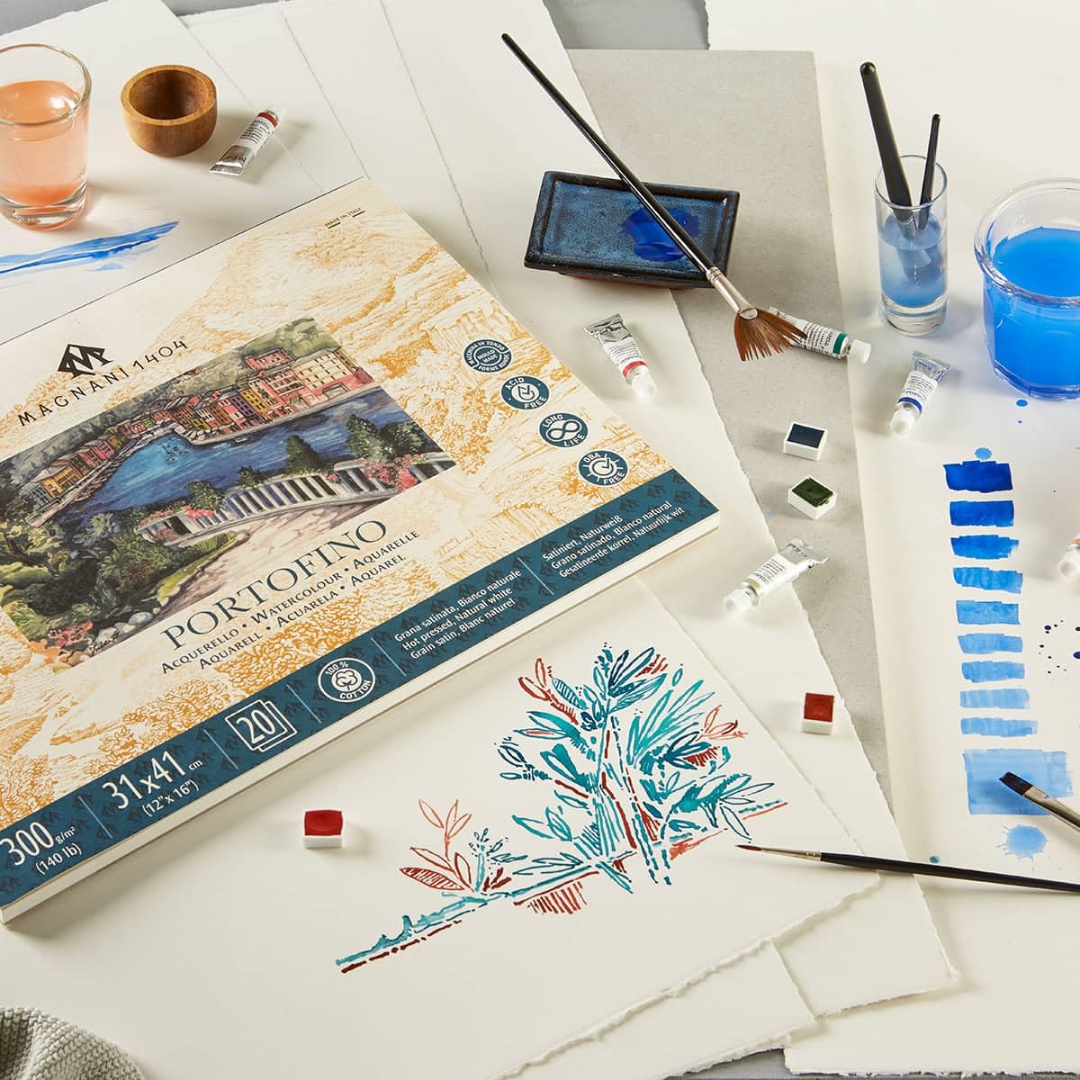 Magnani 1404 Toscana Lot de 10 feuilles de papier aquarelle 100 % coton, sans acide, résistant aux UV, végétalien, pour artistes, 30,5 x 40,6 cm, 136 kg, fabriqué en Italie