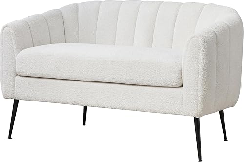 Miniatura 7 de Chifee & Vingol Sofá biplaza blanco de 50.2 pulgadas de ancho, sofá biplaza tapizado con patas de metal, moderno sofá de 2 plazas para sala de