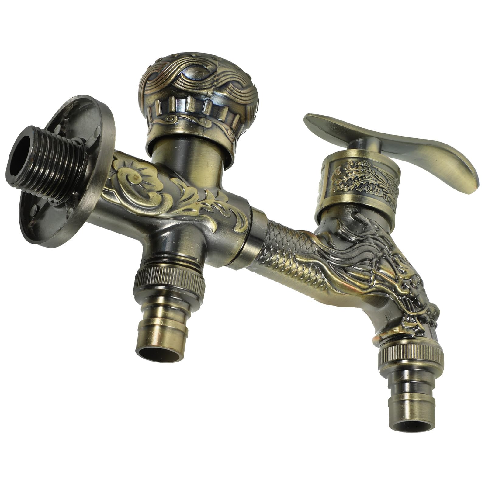Robinet mural double bec en alliage zinc style vintage européen pour machine à laver